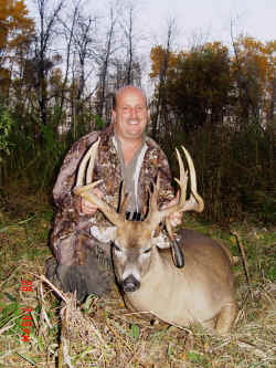 George Tunal from Texas with trophy whitetail at Echo Lake Hunts in Saskatchewan