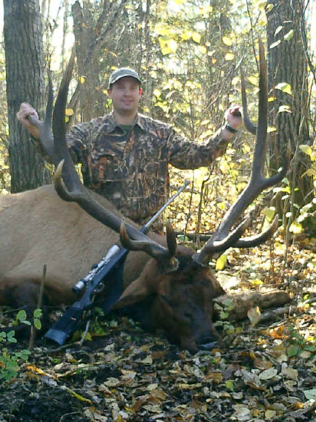 Keith Stone from Texas with trophy elk at Echo Lake Hunts in Saskatchewan