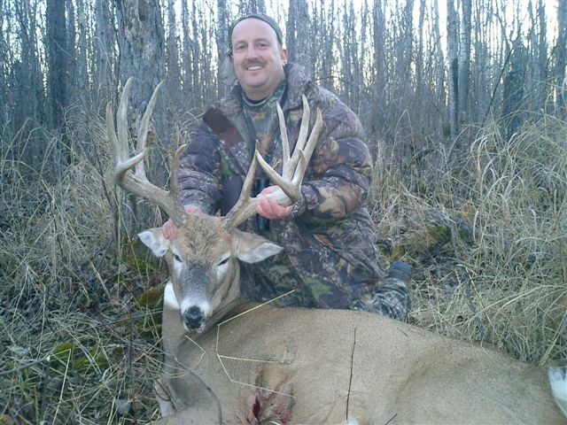 George Tunal from Texas with trophy deer at Echo Lake Hunts in Saskatchewan