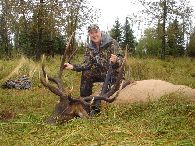 Ken Graff from Utah with trophy bull elk at Echo Lake Hunts in Saskatchewan