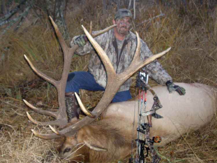 Kevin Preiss from Texas with trophy bull elk at Echo Lake Hunts in Saskatchewan