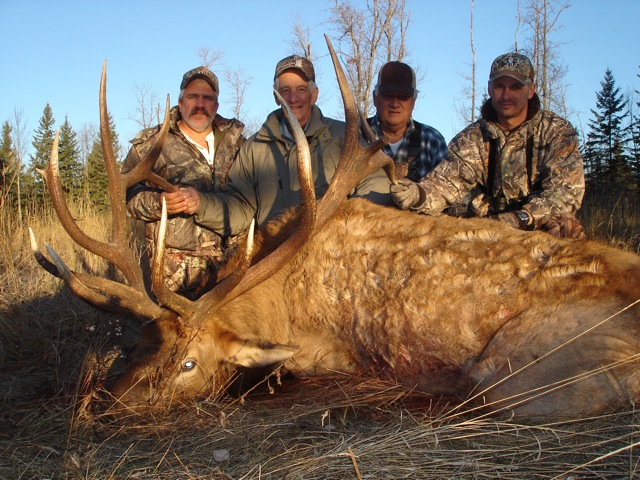 The Rotellos and host Randy after elk hunting in Saskatchewan Canada