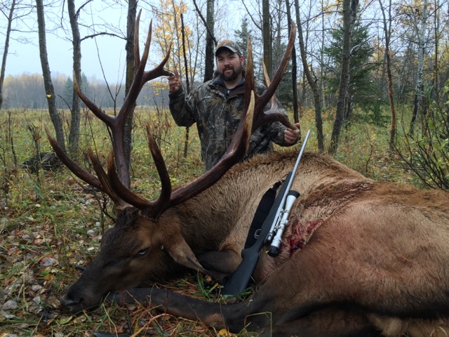 Brian Thomas from Alaska with trophy bull elk at Echo Lake Hunts in Saskatchewan
