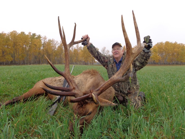 Martin Allen from Yukon with trophy bull elk at Echo Lake Hunts in Saskatchewan