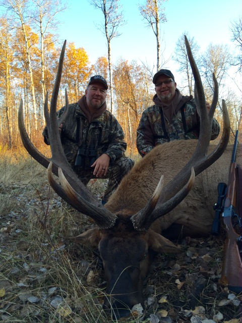 Scott and friend after hunting elk in Saskatchewan Canada