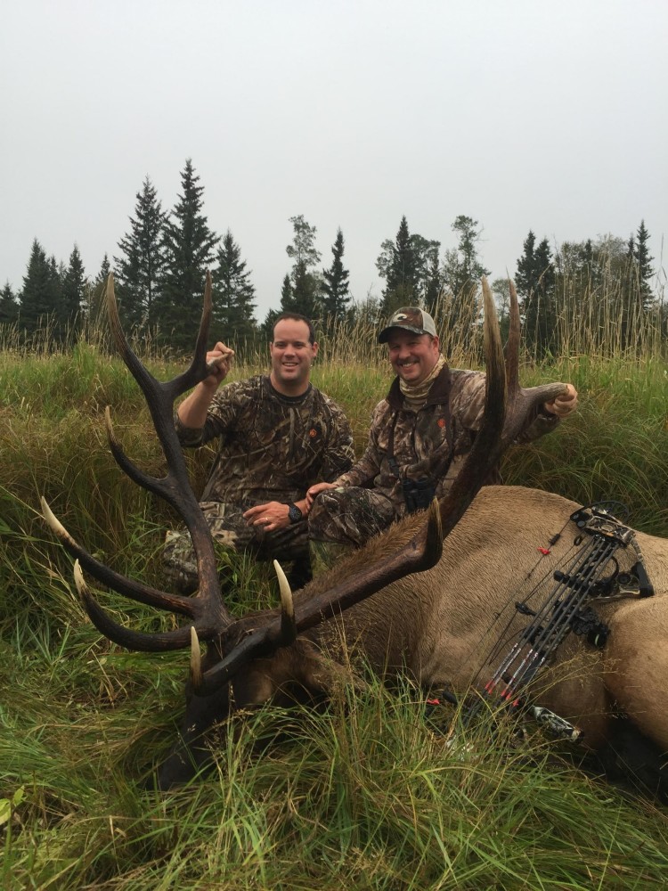 Rodney Clark from Georgia with trophy bull elk at Echo Lake Hunts in Saskatchewan