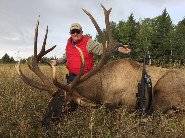 Ken Stoppoworth from North Dakota with trophy bull elk at Echo Lake Hunts in Saskatchewan