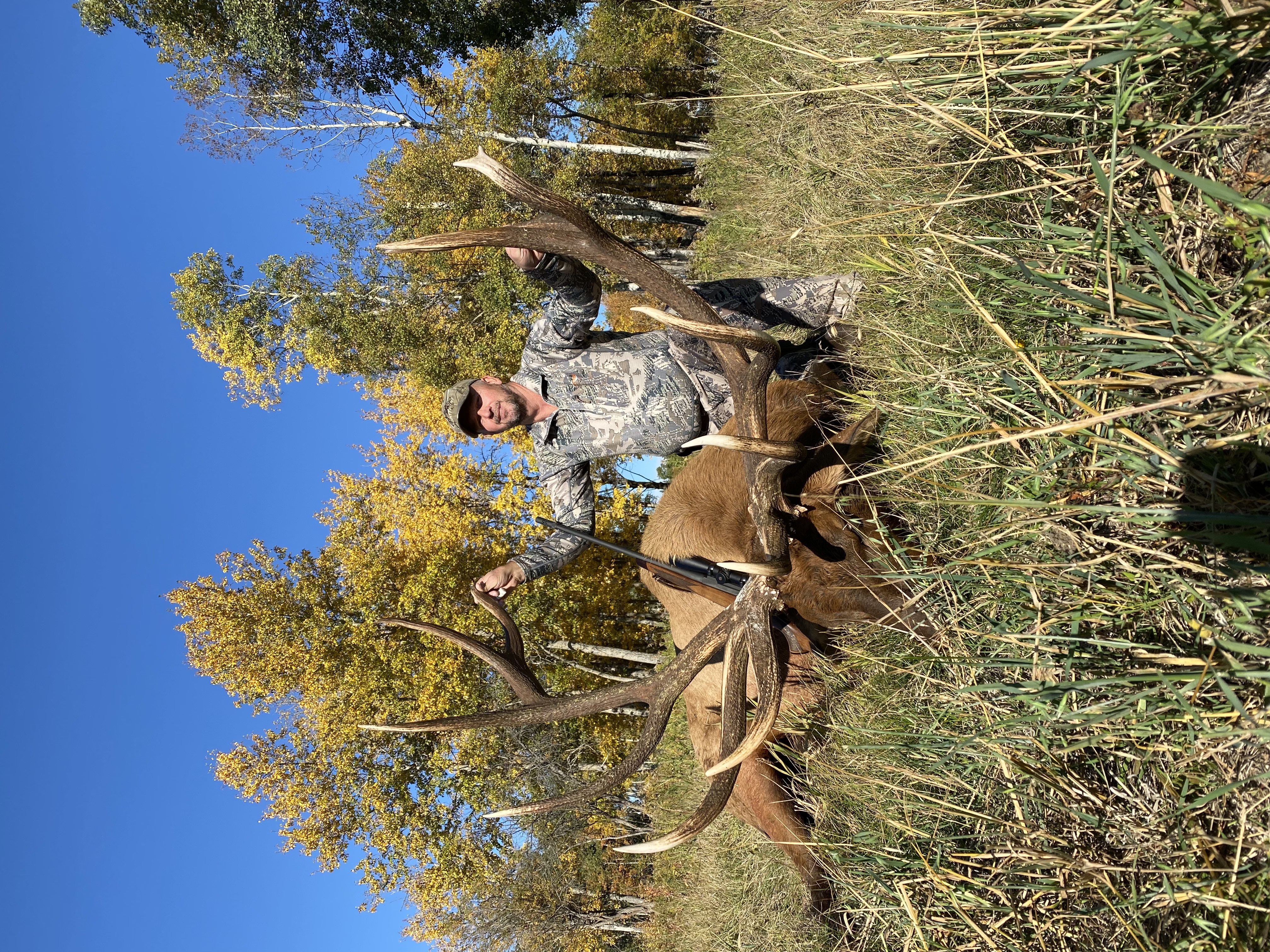 Gary Palm from Oregon with trophy bull elk at Echo Lake Hunts in Saskatchewan