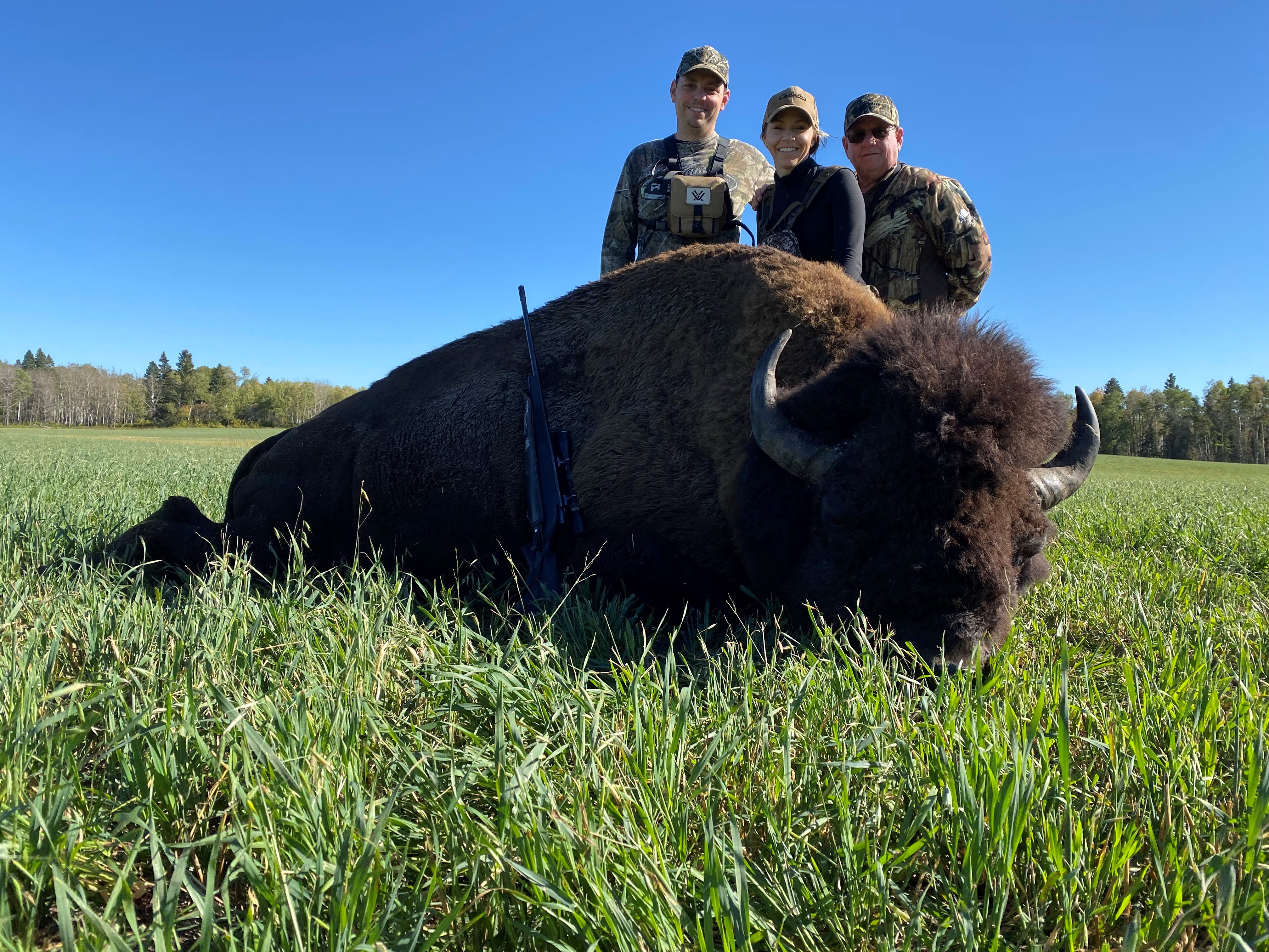 Shaun, Danielle and Dan after hunting bison in Saskatchewan Canada