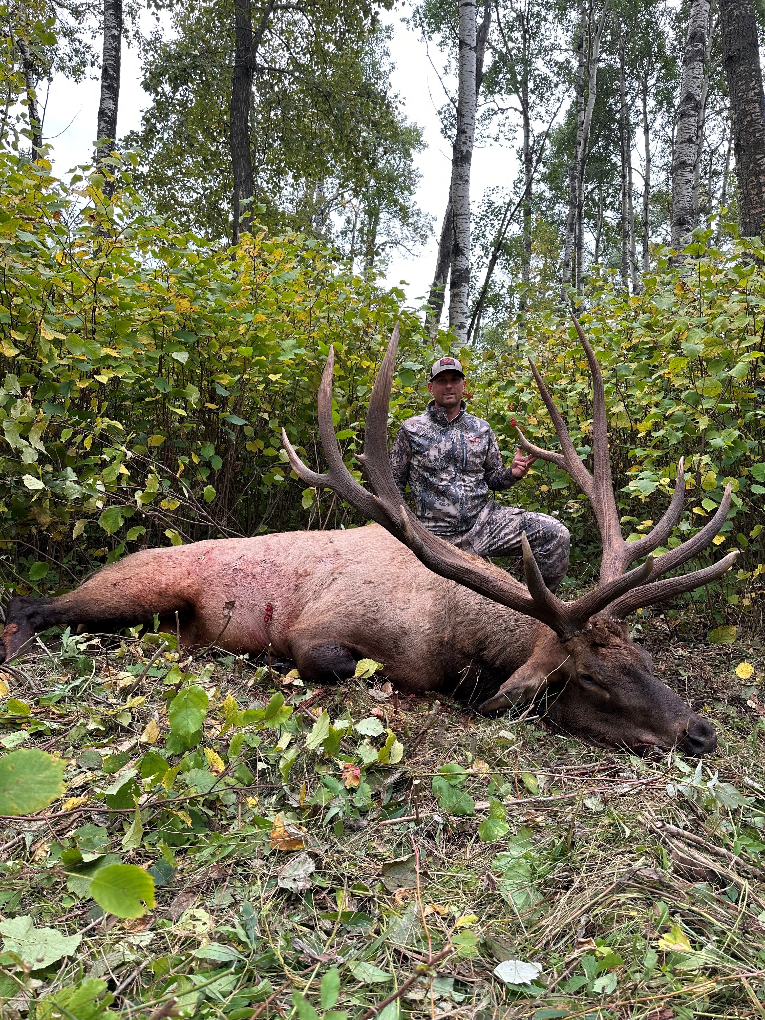Rob Brandt from Montana with trophy bull elk at Echo Lake Hunts in Saskatchewan