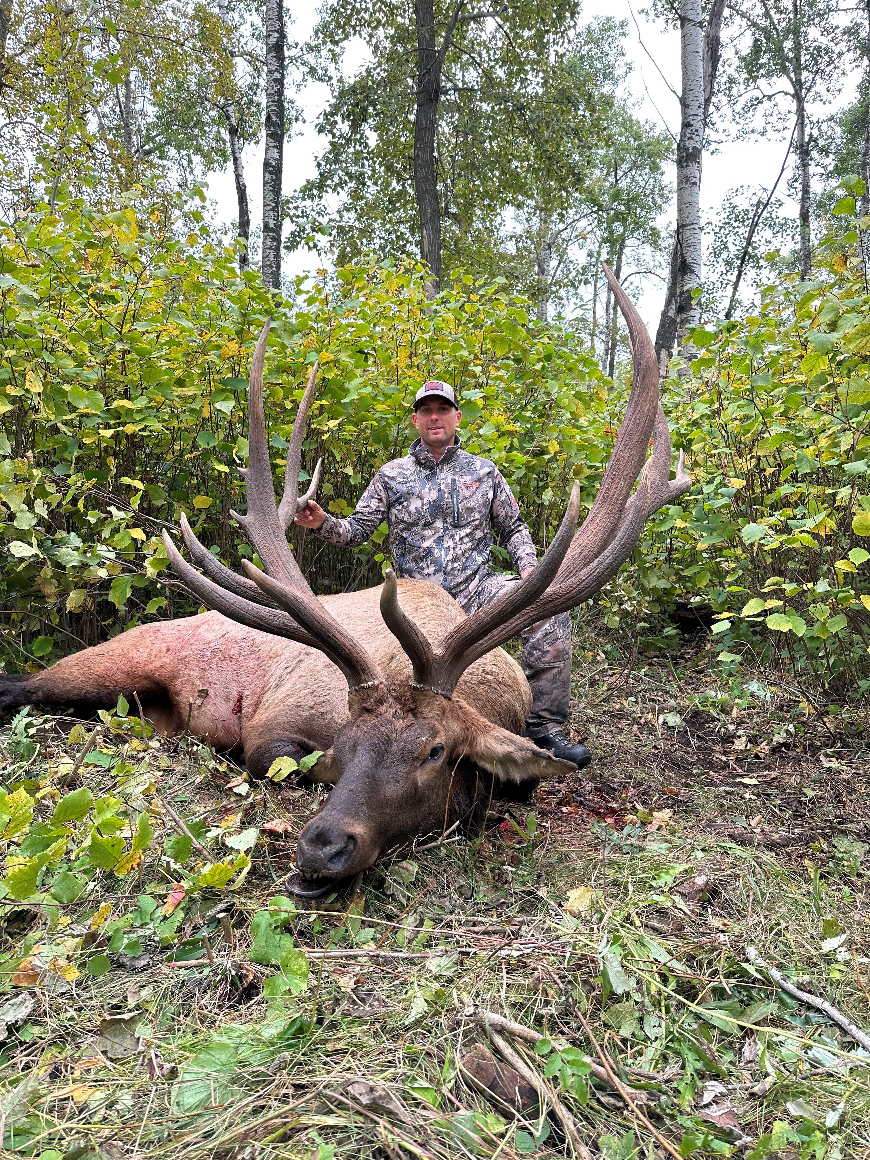 Rob Brandt from Montana with trophy bull elk at Echo Lake Hunts in Saskatchewan