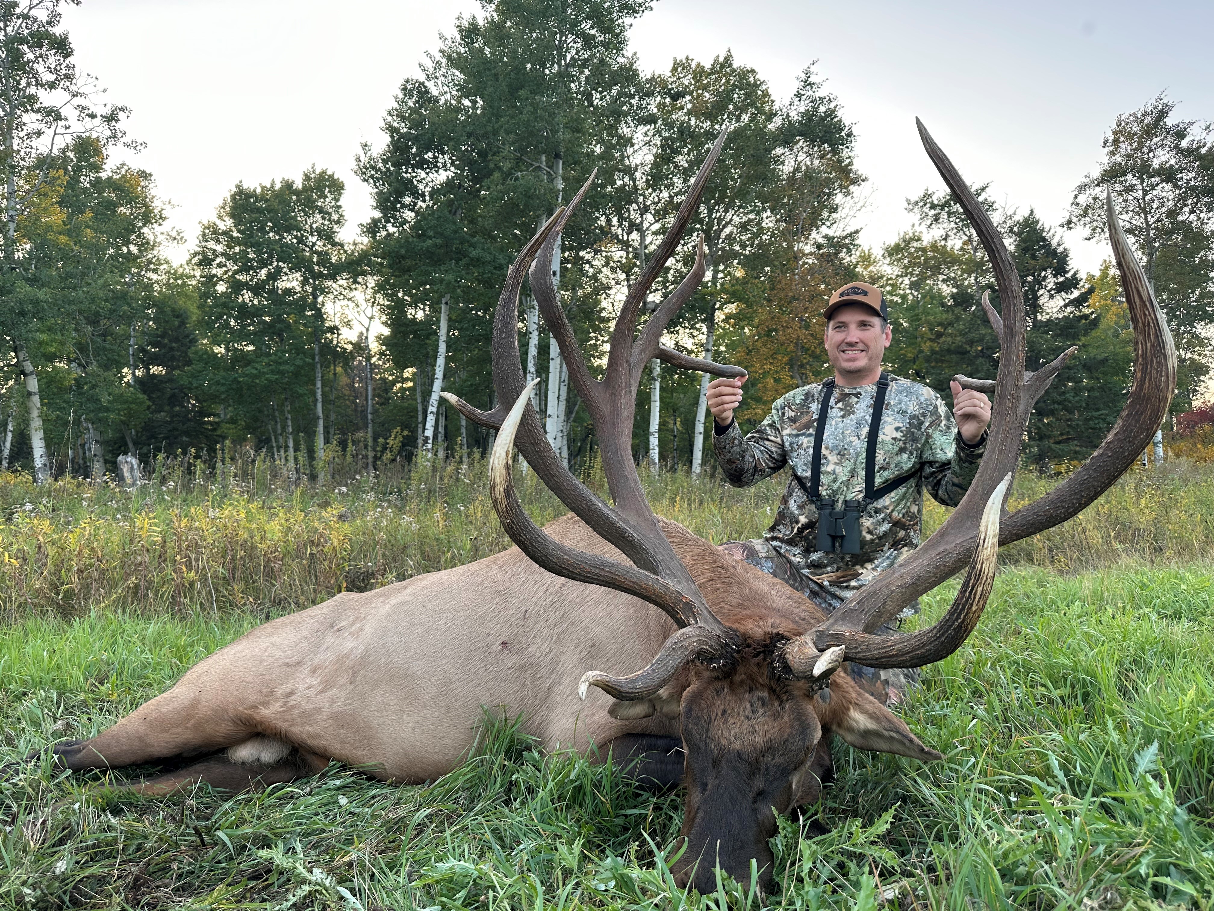 Will Brengle from South Dakota with trophy bull elk at Echo Lake Hunts in Saskatchewan