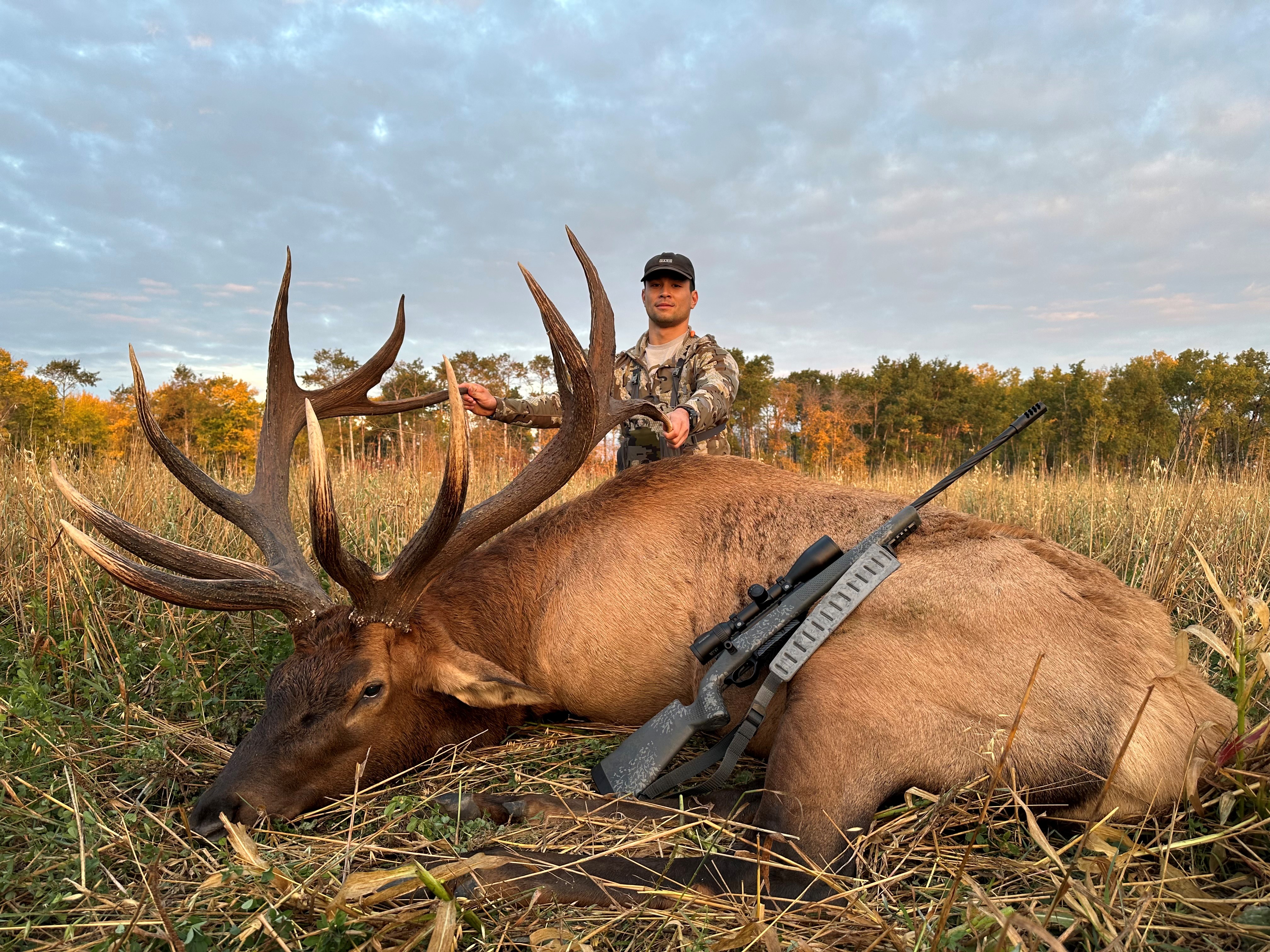 Will Rog from Minnesota with trophy bull elk at Echo Lake Hunts in Saskatchewan