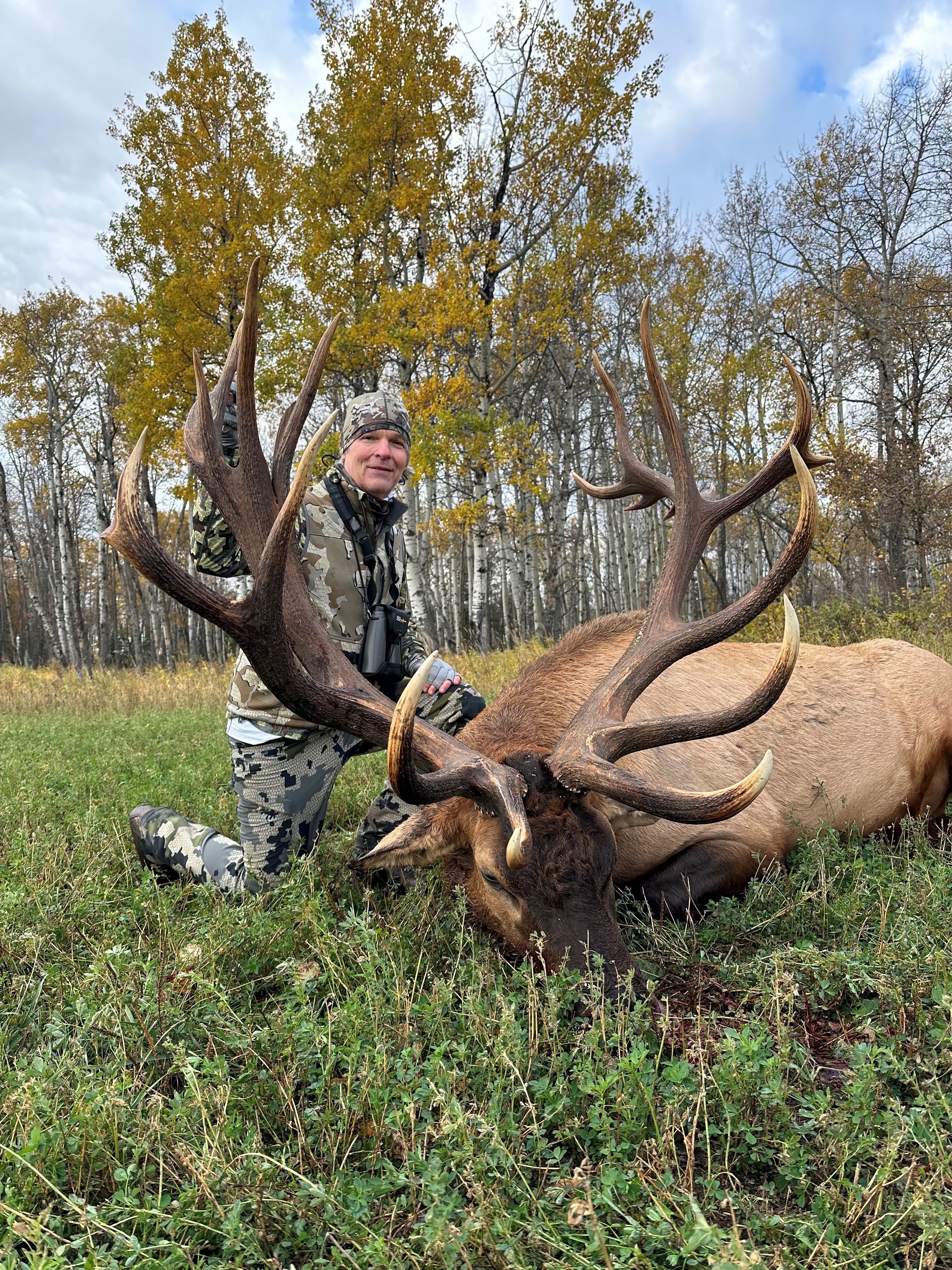 Beau Turner from Florida with trophy bull elk at Echo Lake Hunts in Saskatchewan