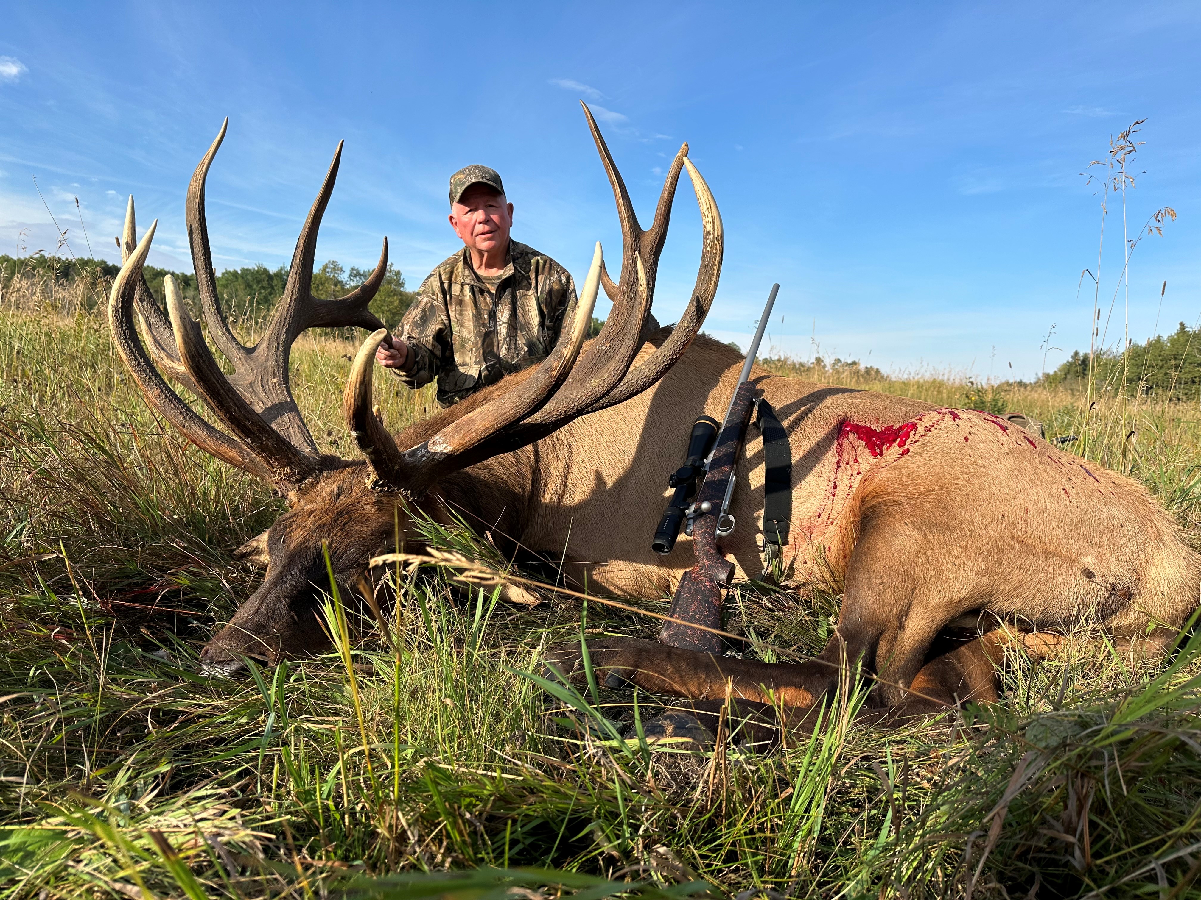 Doug Fraser from Montana with trophy bull elk at Echo Lake Hunts in Saskatchewan
