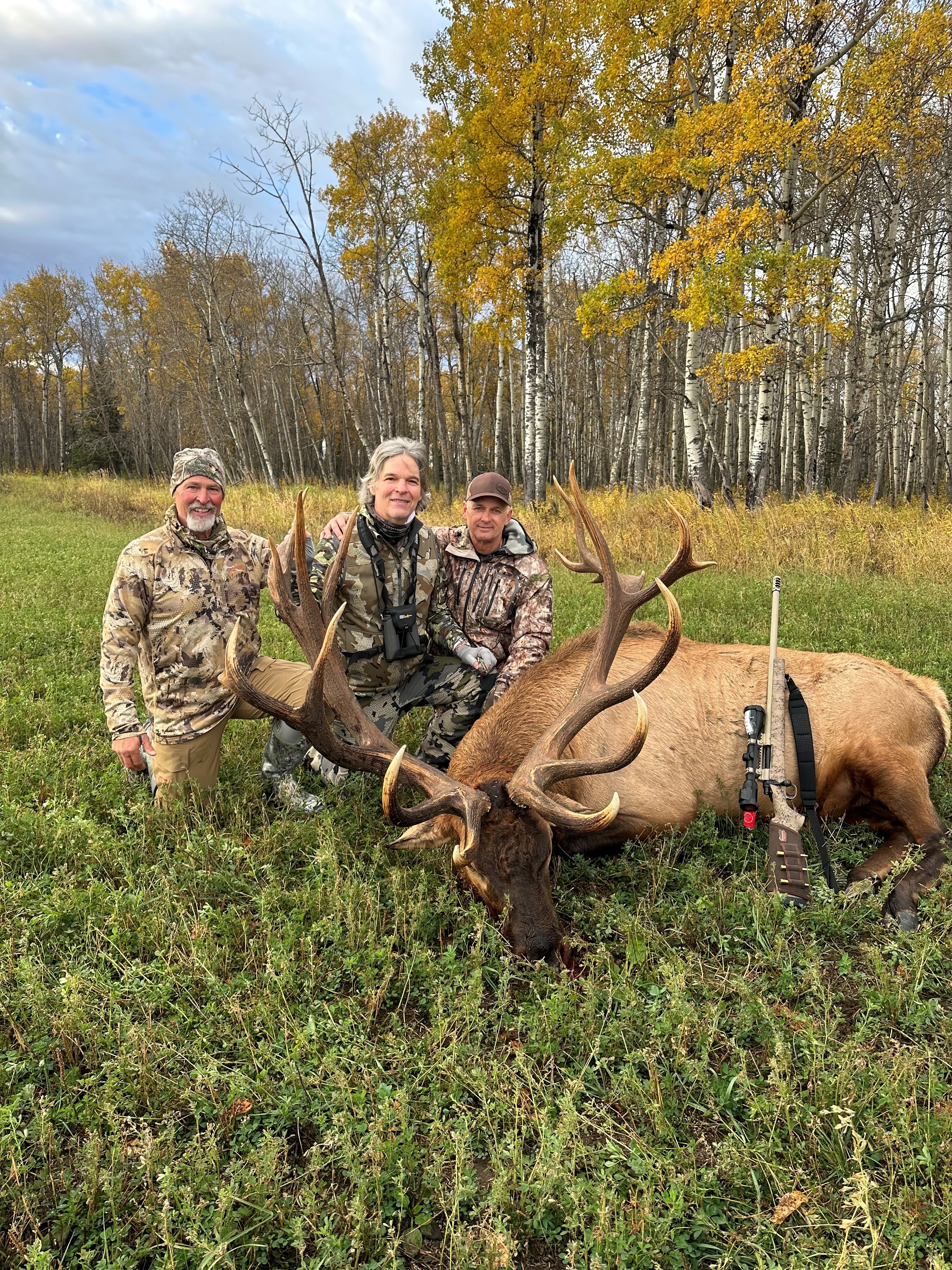 Jim, Beau and host Randy after hunting elk in Saskatchewan Canada