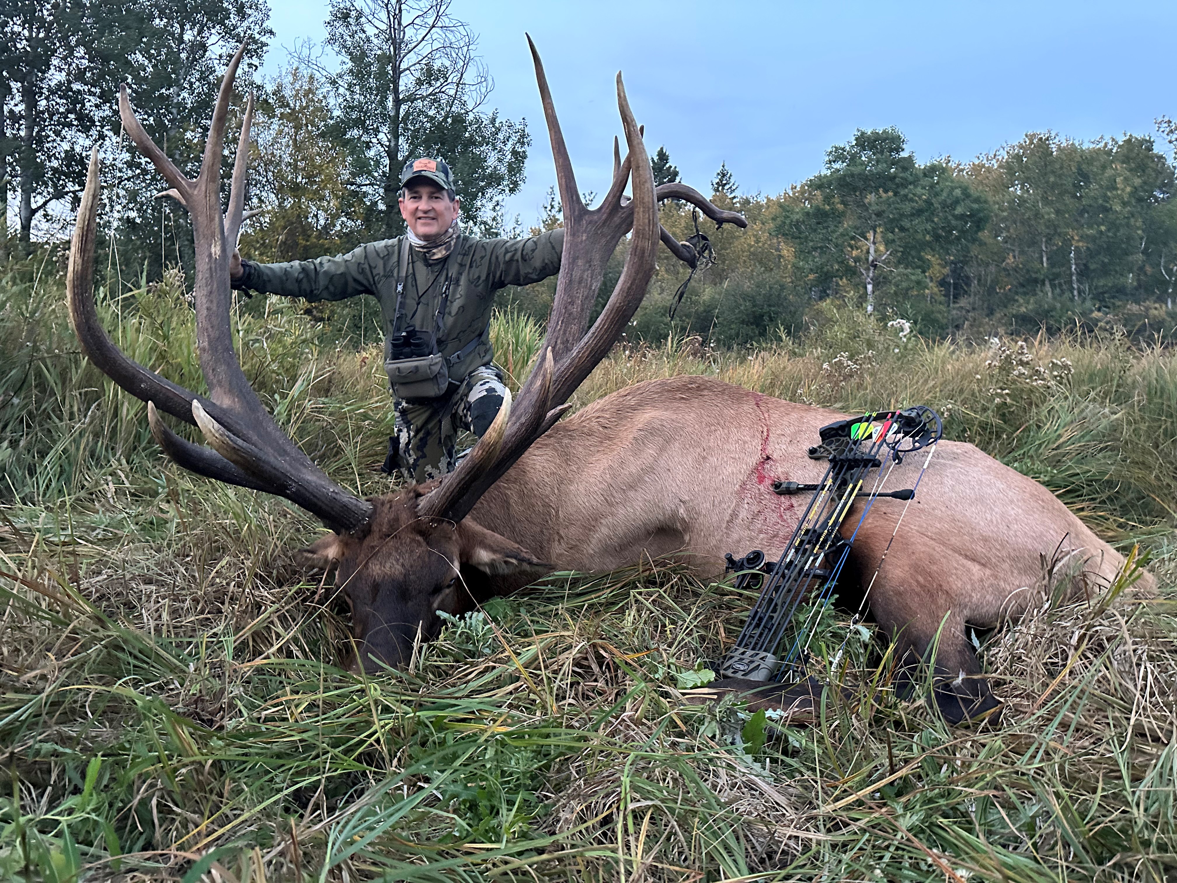 Paul Pare from Florida with trophy bull elk at Echo Lake Hunts