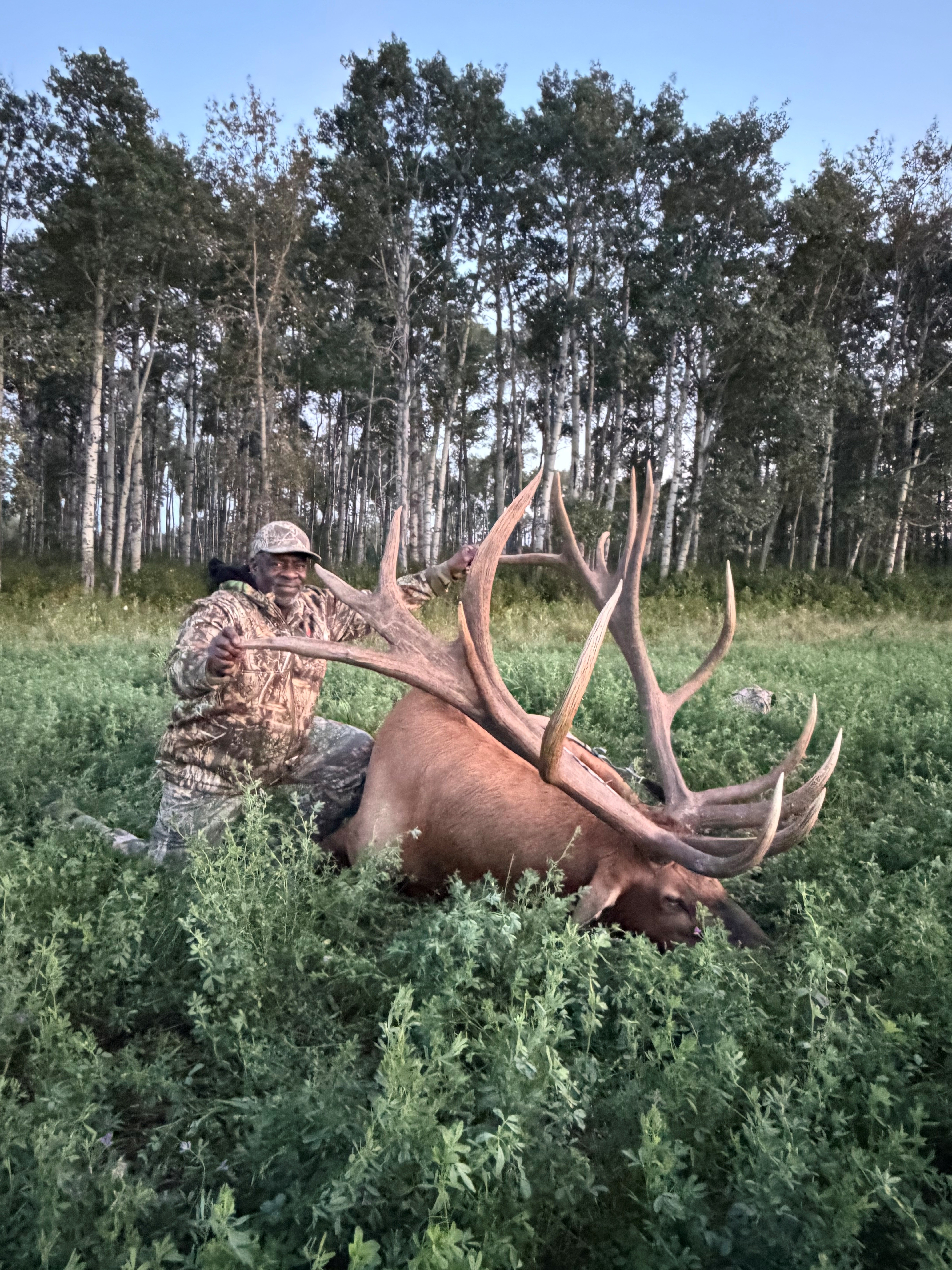 Brian Smith from Canada with a trophy elk at Echo Lake Hunts in Saskatchewan