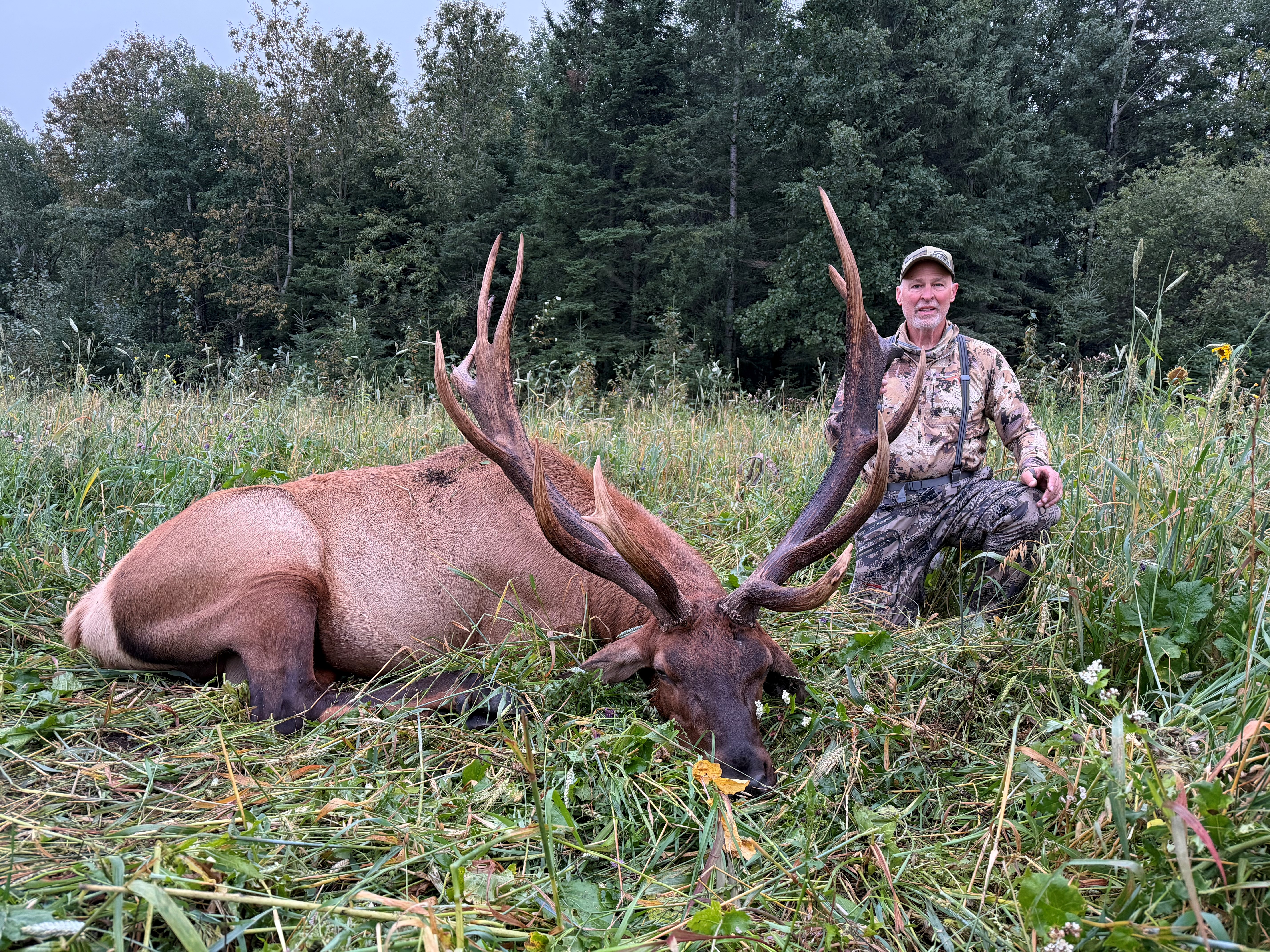 Jim Doran from Montana with a trophy elk at Echo Lake Hunts in Saskatchewan